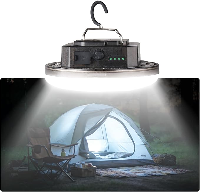 Rechargeable Camping Tent Light 12000mAh 45W 4000Lumen Battery Operated LED Lights IPX5 Waterproof Portable Lamp for Power Outages Outdoor Emergency Home Use