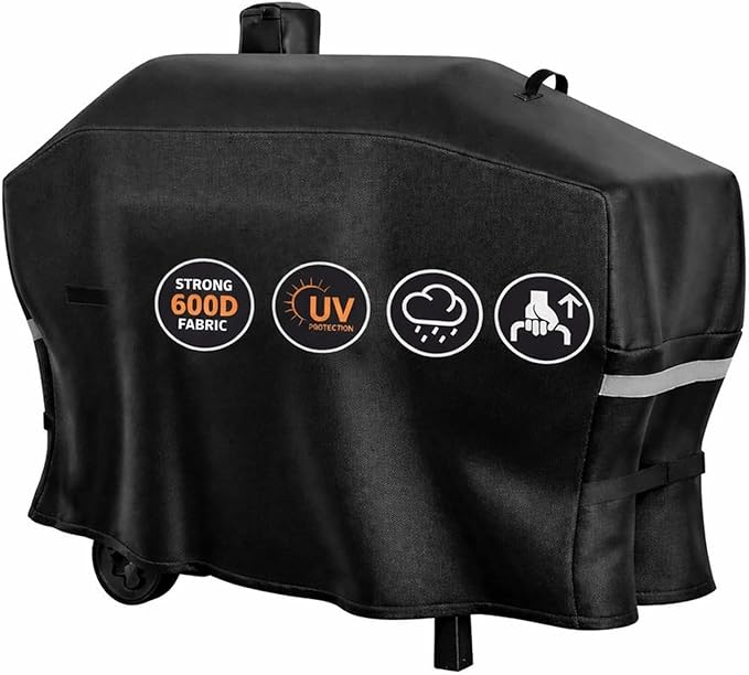 Grill Cover for Camp Chef 24 Pellet Grills, SmokePro DLX, Woodwind 24, DLX 24, SmokePro 24, PG24MZG, PG24SG, PG24, PG24LS, PG24S, PG24SE, Waterproof 600D Anti-Fade Full Length Smoker Cover