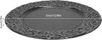 CNCEST 100 PCS Antique Charger Plates Bulk 13'' Plastic Embossed Dinner Plate Chargers Round Floral Plates for Wedding Decorative Chargers for Table Dinner Kitchen Party Decoration (Black)