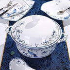 56-Piece Chinese Bone China Tableware Set Blue and White Porcelain Tableware Set for 6 People