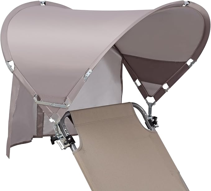 XL Universal Beach Chair Umbrella Canopy, UPF 50+ Chair Sun Shade Attachment with Adjustable Clamp for Camping, Lawn, Wheelchair, Tanning, Zero Gravity, Lounge, Fishing, Outdoor Chairs, Oversized