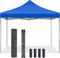 OLIXIS 10x10 Ft Pop Up Canopy Tent, Waterproof Portable Outdoor Shade Canopy with Sand Bags for Beach, Backyard Parties & Events, Royal Blue