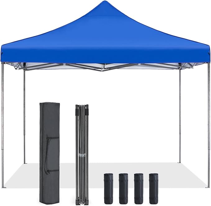 NEWBULIG Pop Up Canopy 9.5x9.5 FT Easy Up Tents for Camping Parties Events Beach Backyard Portable Outdoor Shelter Heavy Duty Instant Sun Shade with Sand Bags