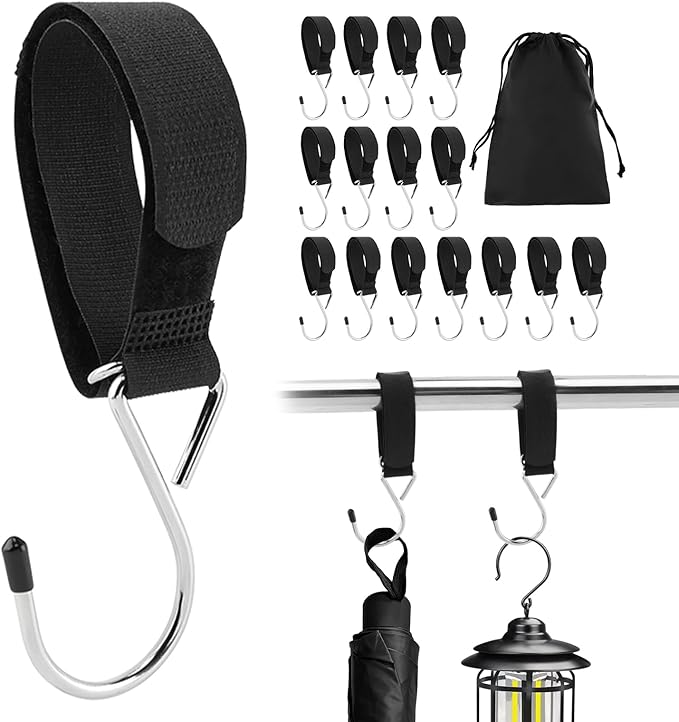 14Pcs Ice Fishing Coat Hooks, Outdoor Hun/ting Tent Hanging Hooks Ice Fishing Shelter Accessories Hanging Storage for IceFishing Tents Outdoor Camping(Color:Black)