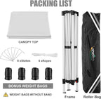 COBIZI 10x10 Pop Up Canopy Tent with 4 Sandbags, Easy Set Up Tent, Instant Outdoor Sun Shelter Canopy with 8 Stakes,4 Ropes&Carry Bag, Tents for Parties, Beach, Backyard,Camping(White)