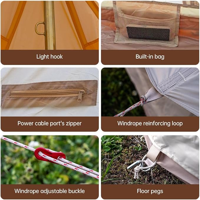 Oxford Bell Tent for Family Camping - Spacious 13.1ft /16.4ft Yurt with Stove Jack, Large Glamping Tents for 4-8 People, 4 Season Oxford Hot Tent Shelter