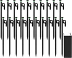 20Pcs Tent Stakes, 12in/16in Heavy Duty Tent Stakes, 0.35" Dia. Forged Steel Stakes Heavy Duty for Tent Used on Rocks, Snowfield(20Pcs 12in Stakes)