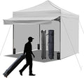 10x10 Durable Pop Up Canopy Tent with Sidewalls, Waterproof Attachable Tent Wall, Privacy Shade for Outdoor Events, Camping, Farmers Market (Light Gray with Awning)