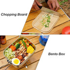Stainless Steel Camping Cookware Pot with Bamboo Chopping Board, Camping Mess Tin with Foldable Handle and Lid, Applicable for Camping Hiking BackPacking (30oz)