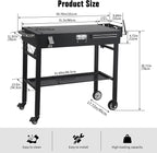 BBQ Cart for Blackstone Griddle 22 & 17 Inch | Portable Rolling Prep Table with Storage Shelf & Lockable Wheels for Outdoor Cooking & Camping