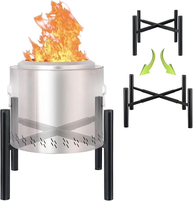 Triceratops Firepit Stand, 15-27 Inches for Solo Stove Bonfire Ranger and Other Outside Fire Pits, Outdoor Camping Accessory, Stainless Steel Stands for Fireplace Use