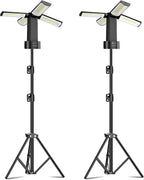 CORESLUX 10400mAh Rechargeable Camping Lights with Stand, 6000K Portable Work Light with 4 LED Lamp Heads, Magnetic Work Light Camping Essentials for Outdoor Work, Garage, Camping, Fishing, 2 Pack