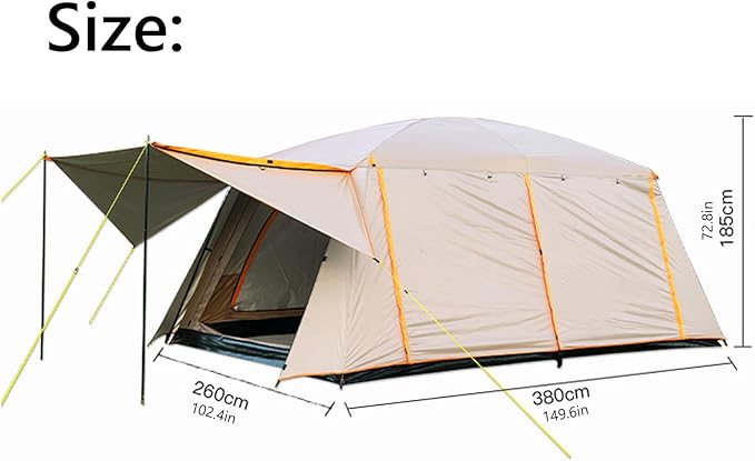 Camping Tent Family Cabin Tents, Large Capacity 2 Room Cabin Tent for Family Outdoor Use, Backpacking, Hiking, Picnics (M)