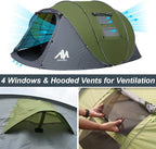 6 Person Easy Pop Up Tents for Camping - AYAMAYA Double Layer Waterproof Instant Tent with Vestibule & Porch, Large Size Family Tent Automatic Setup for 4-6 People Camping Hiking (Poles Included)