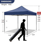10x10 Durable Pop Up Canopy Tent with Sidewalls, Waterproof Attachable Tent Wall, Privacy Shade for Outdoor Events, Camping, Farmers Market (Navy Blue)
