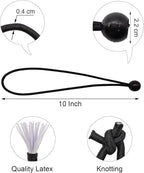 Bungee Cord with Ball 100 Pcs, 10 Inch Bungees Balls Heavy Duty Outdoor Tent Accessories for Camping Tarp, Canopy and Fixings (Black)