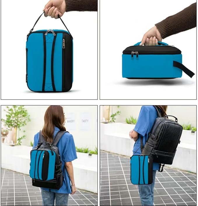 BEIMILY Lunch Box for Men Women Adults,Small Insulated Lunch Bag for Office Work Picnic,Reusable Portable Lunchbox,Soft Cooler Tote Bag(Gray Blue)