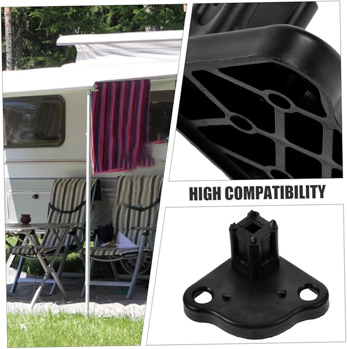 HEALLILY Rv Awning Bottom Bracket Tent Support Accessories 2.67X2.67X1.57In Waterproof Outdoor Awning Clamp Base Compatible with Most Awnings for Camping and Travel