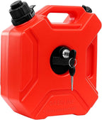 5L (1.3 Gal) Portable Liquid Storage Container with Mounting Bracket & Lock, Red Heavy-Duty Plastic Tank for Outdoor, Camping, Emergency Supply