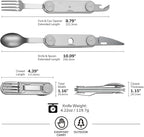 CIVIVI Partake 4-in-1 Camping Utensil, Detachable Stainless Steel Folding Knife, Fork, Spoon & Bottle Opener Multi-Tool, with Waxed Canvas Pouch for Travel Camping Hiking, C24032C-3, Silver