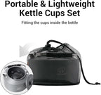 Bulin Camping Kettle, 2.2L Large Portable Stovetop Tea Kettle Fast Heating Boiling Hot Water for Open Fire Lightweight Coffee Pot with 2 Camping Cups & Lids for Outdoor Hiking Picnic Travel