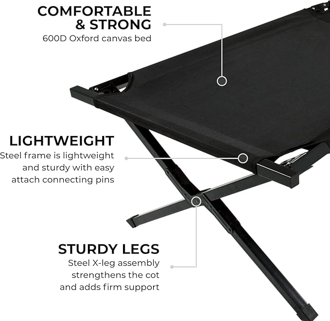 Teton Outfitter Camping Cot, Heavy-Duty Oversized Folding Cot for Adults, Comfortable Elevated Sleeping Bed, Easy Setup