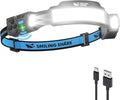 Smiling Shark TS-4 Headlamp, Dual Spotlight with 4X Floodlight & Strobe LED Head Torch Rechargeable 2400mAh Long-Lasting for Camping Hiking Running Jogging (1 Pack)