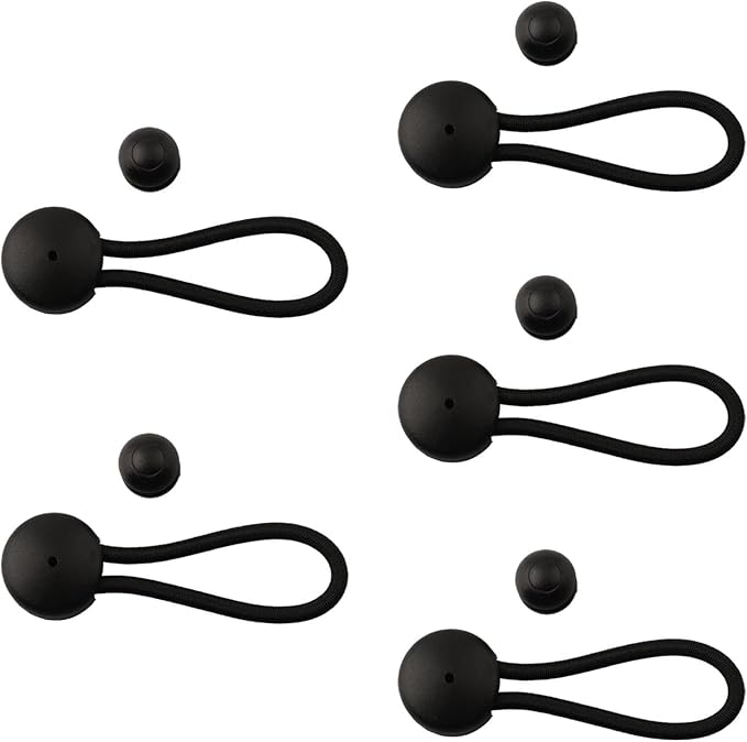 5 Pack Shock Cord Fastener Bungee Cord Clips With Adjustable Knob For Tent Boat Cover Canvas Marine Truck RV Trailer Accessories Nylon Rubber Material 13Cm Stretch Length(black)