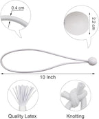 Bungee Cord with Ball 100 Pcs, 10 Inch Bungees Balls Heavy Duty Outdoor Tent Accessories for Camping Tarp, Canopy and Fixings (White)