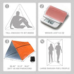 1-Pack Survival Life Tent - 1Person Mylar Shelter, Tube Tent with Paracord, All-Weather for Camping, Hiking, Survival Kits-Yellow