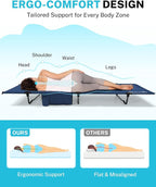 Gonex 31.5" Extra Wide Camping Cot with Premium Pillow Pocket Supports 350lbs, Portable Ultralight Folding Cot Bed for Adults Travel, Beach, Home, Sleeping (Blue)