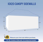 CROWN SHADES 10x20 Canopy Sidewalls (4pck) - Replacement Walls for 10x20 Gazebo, Event Shelter Accessories - White