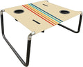 Neso Beach Table - Lightweight, Portable and Foldable Table for Beach, Camping and Outdoor Adventures - Stable Surface - with Cup Holder for Drinks and Phone Pockets - Rainbow