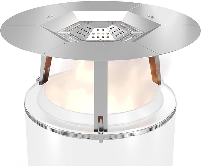 Upgraded Heat Deflector for Solo Stove Bonfire 19.5’’, 304 Stainless Steel Heat Diffuser with Detachable Legs & Fix Hoop, Capture and Redirect Warmth, Camping Accessory