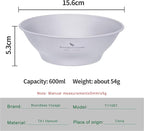 iBasingo 600ml Titanium Bowl Ultralight Tableware Single-Walled Rice Salad Bowl Small Gym Fitness Bowl Outdoor Camping Dinnerware Potable Stackable Kitchen Utensils Ti1106T