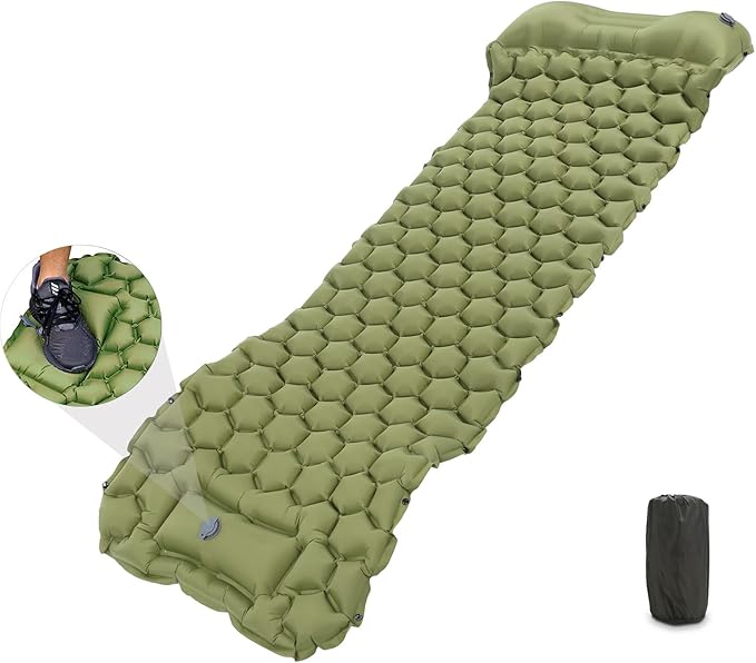 ciciglow Sleeping Pad for Camping, Air Mattress Camping, 40D Nylon TPU Laminate, Ergonomic Sleeping Pad for Hiking, Travel, Backpacking, Beach, 191X58X6Cm