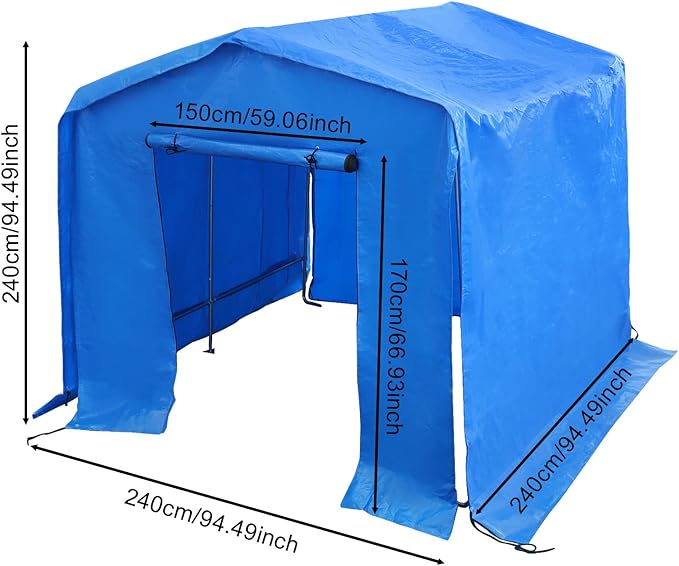 8' x 8' Outdoor Storage Shelter Shed, Heavy Duty Portable Shed Storage Shelter with Roll-Up Door, Large Steel Frame Garage Garden Shed for Backyard, Patio Lawn