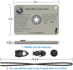 Signal Mirror Survival Tools, Military Grade Hiking Camping Mirror 2 x 3 inch with Small Compass and Whistle for Outdoor Adventure Emergency SOS Mirror