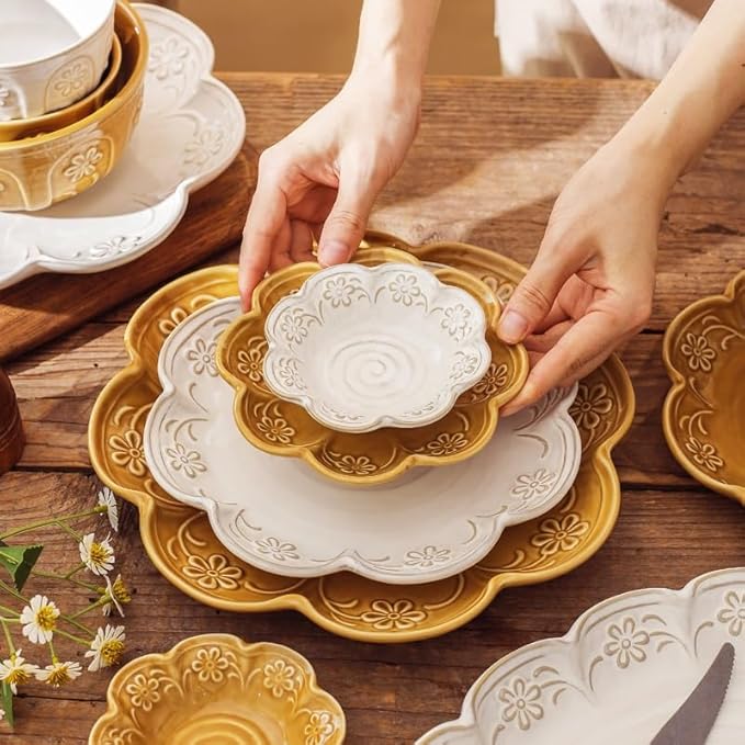 Kiln change creative tableware home dining plate Ceramic bowl Practical dish set