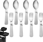 4pcs Metal Folding Spoons & 4pcs Foldable Forks for Thermos Funtainer 10oz Food Jar, Portable Stainless Steel Spoon Fork Set Replacements for Travel Camping Dinner Picnic & Outdoor Activities