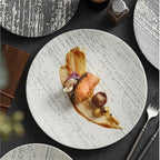 Camping Plates Ceramic Dinner Plate Nordic Simple Western Home Hotel Tableware Cold Dish Decorative Plate(8.3inch)