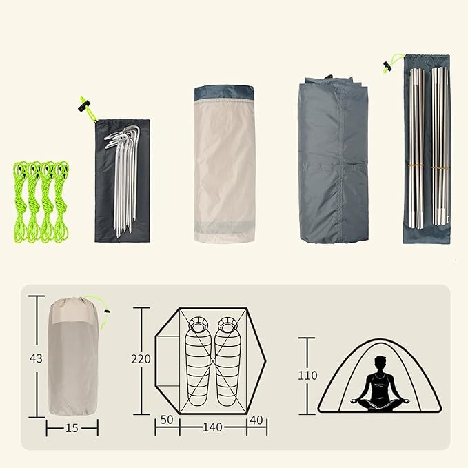Tent Family Tent, Camping Tent, Dome Tent, Dark and Cool Inside, 3-4 People Awning, Standing Height UV, Protection Floor Pan Waterproof
