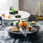 Camping Plates Ceramic Dinner Plate Creative Solid Color Dry Ice Plate Sashimi Plate Sushi Plates Salmon Plates Restaurant Specialty Tableware Decorative Plate(B 14 inch)
