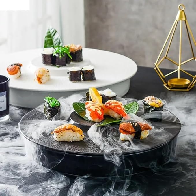 Camping Plates Ceramic Dinner Plate Creative Solid Color Dry Ice Plate Sashimi Plate Sushi Plates Salmon Plates Restaurant Specialty Tableware Decorative Plate(B 14 inch)