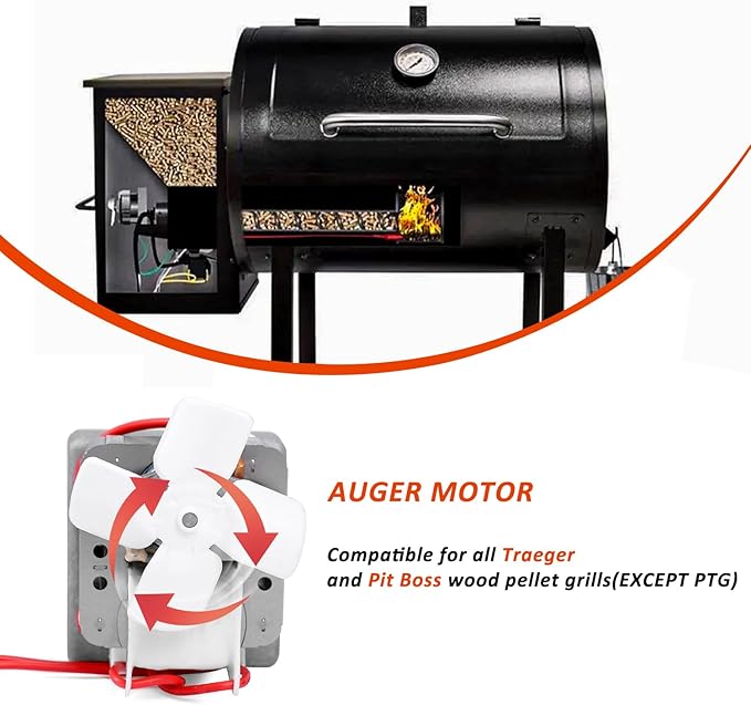 Upgraded 2.0 RPM Auger Motor Replacement for Traeger, Pit Boss Wood Pellet Grills, Camp Chef, Oklahoma Joe's, Cuisinart Wood Creek and Z Grills, Universal Auger Motor 120V, 60Hz, 2 Pole