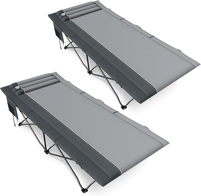 TIMBER RIDGE Extra Wide Heavy Duty Camping Cot for Adult, Easy Set Up Oversized Sleeping Cot with Carry Bag for Camping, Travel and Outdoors, Support up to 450lbs, Grey, 2 Pack