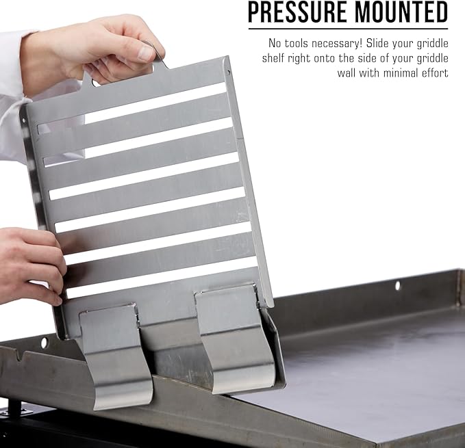 Chef Master Adjustable BBQ Griddle Shelf – Outdoor Organizer & Condiment Holder for Tools, Utensils & Grilling Accessories for Camping, Tailgating & Backyard Cooking 90260 (16.5" x 11.5" 1.5")