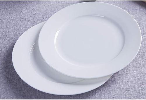 8 Inches White Flat Set of 6 Festive Banquet Camping Bone China Tableware