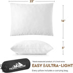 Small Shredded Memory Foam Pillow, Camping Pillow Travel Pillow - Compressible Medium Firm, Breathable Cover, Ideal Backpacking Hiking, Airplane and Car (Off-White, L)