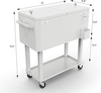 VINGLI 80 Quart Rolling Ice Chest, Portable Patio Party Bar Drink Cooler Cart, with Shelf, Beverage Pool with Bottle Opener